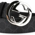 Coach Gucci GG Supreme Black Buckle Belt: Fusion of iconic stylish for refined sophistication, fashionable stylish. 