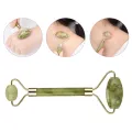 CkeyiN Natural Jade Face Roller, Double Head Facial Roller Massager Anti Aging and Anti-wrinkle Face Body Eyes Neck Massage Beauty Tool AM122LQ. 