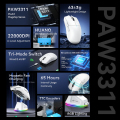 ATTACK SHARK X11 Wireless Gaming Mouse with Charging Dock Tri-mode Gaming Mouse Ultra Light 63g with Magnetic Charging Dock PAW3311 Sensor, 22000 DPI, BT/2.4Ghz/Wired, for Window/MAC/Android Programmable Buttons Anti-Slip Tape. 