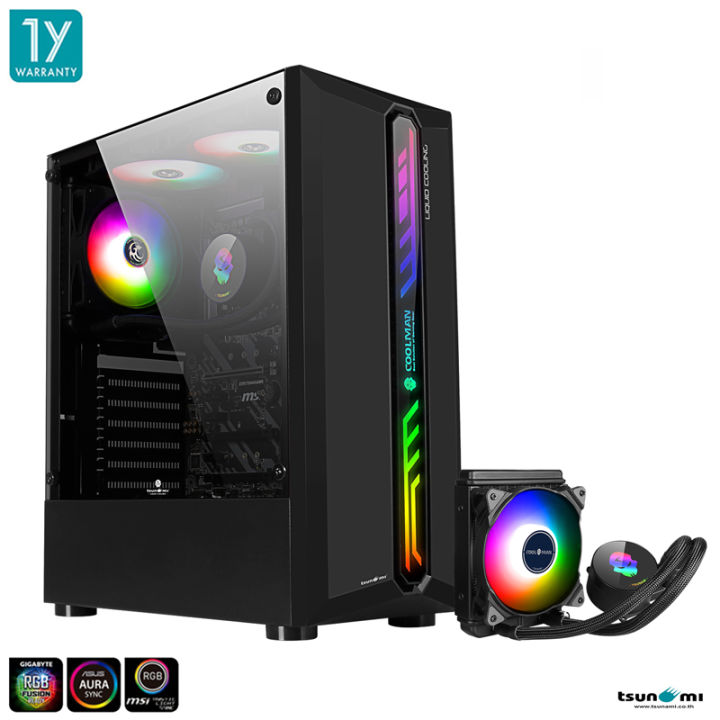 (Preorder) Computer case Tsunami Coolman 190-1 KK(Liquid Combo) ARGB ARGB*2/CM-120 Tempered ATX Gaming Case