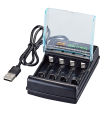 Smart charger 1.5V alkaline battery No. 5 No. 7 Ni-MH battery charging independent charging 4-slot USB charger. 