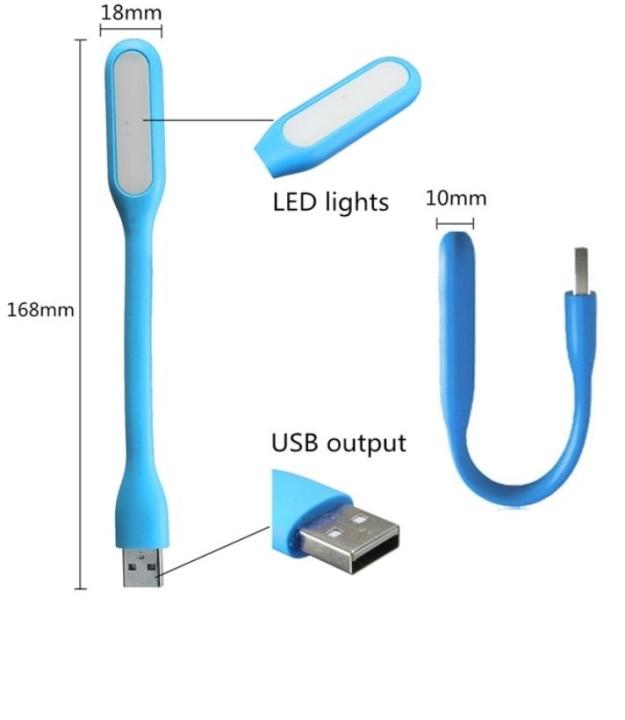 Mini Bendable USB Light for Notebook Laptop, Power Bank, Wall/Car Charger (Random Color)