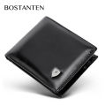 BOSTANTEN short men's wallet, large capacity, durable leather, classic, genuine men's wallet. အမျိုးသားသုံးပိုက်ဆံအိတ် (Preorder). 