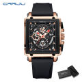 (Preorder) Crrju Genuine Fashion Quartz Wristwatch Silicone Strap Chronograph Multifunction Waterproof Business Style Men's Watch 2312  အမျိုးသား လက်ပတ်နာရီ. 