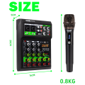 (Preorder) SHALANRA M4S PRO Professional 4-Channel Mini Mixer with Built-in UHF Wireless Microphone (2 ranges, 100M handheld range), Supports Bluetooth/USB/MP3/PC playback and home/car recording.. 