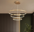 Circular Ring Pendant Lights 3 Circle Rings Acrylic Aluminium LED Chandelier  (3 Colors Changeable Light & Dimmable with Remote). 