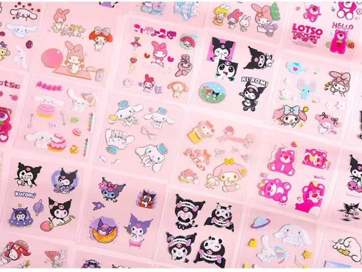 Labubu/Sanrio/%20Lotso%2020%20Pcs%20Stickers%20Kawaii%20Decorative%20Cinnamoroll%20Kuromi%20My%20Melody%20Cartoon%20Stickers%20-%20Image%204