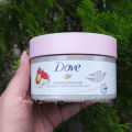 Dove exfoliating body scrub (pomegranate seeds and shea butter scent). 
