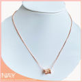 [Nay Jeweller] Sparkling Cylinder Pendant Rose Gold Plated 925 Sterling Silver Necklace. 
