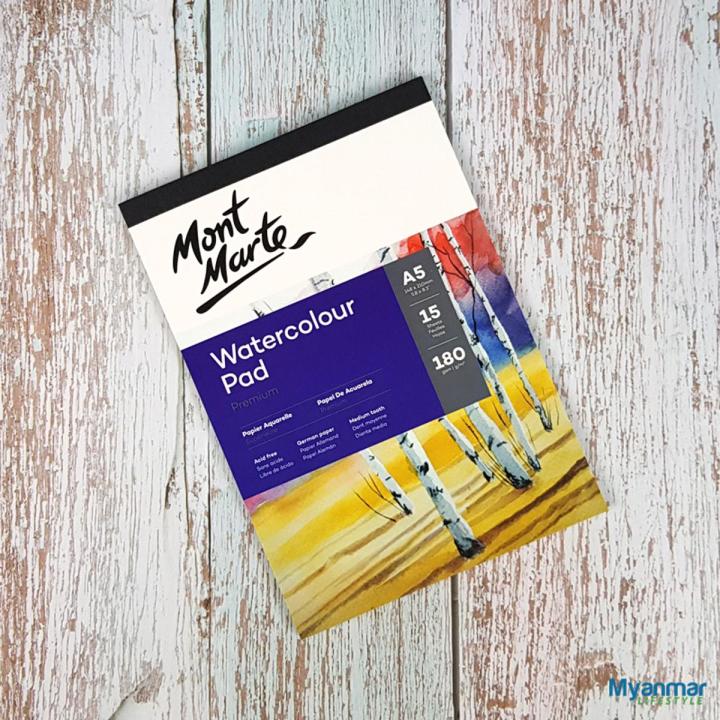 180gsm – A5 – 15 Sheet – Premium Watercolor Pad – Mont Marte