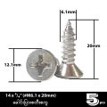 14 (#M6.1) ခေါင်းပြားစတားစတီးစကူ A2-70 / 304 Stainless Steel Cross Recessed Phillips Flat Head Self Tapping Screw. 