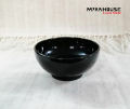 ယွန်းအနက်ထည်ပန်းကန်လုံး (Black Lacquered Mini Bowl) (D-10 cm x H - 5 cm). 