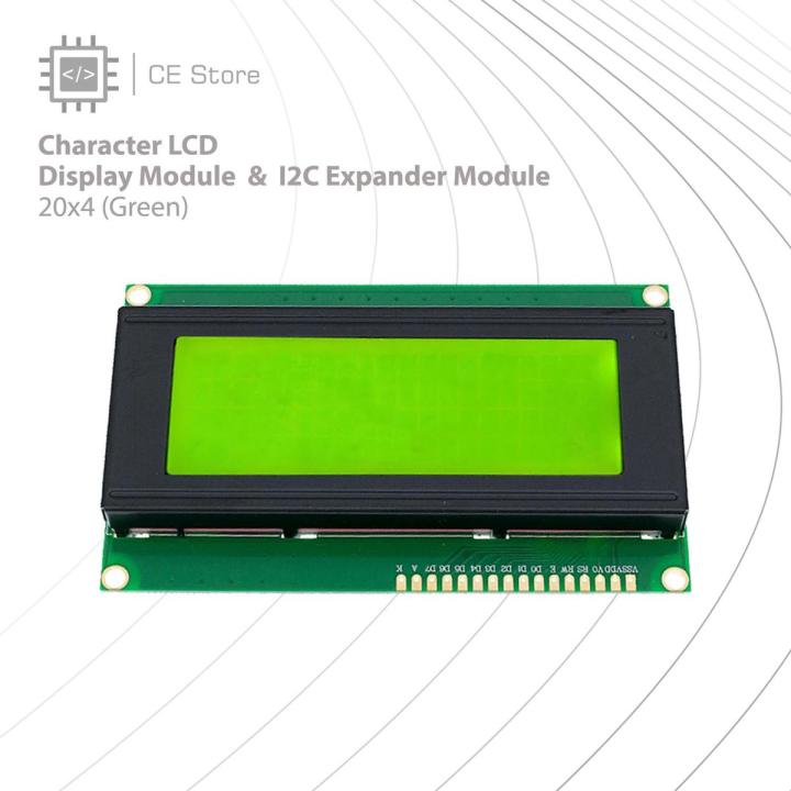 20x4 Character LCD Display Module + I2C Expander Module (Green) - CE Store