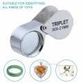 10X/20X/30X Pocket Loupe Magnifier Jewelry Watch Accessories Magnifying Glass Foldable Triplet Jewelers Eye Glass Tool Reading Magnifier Device. 