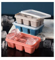 6 Grid Food Grade Ice Cube Maker Mold With Lid (3 pcs). 