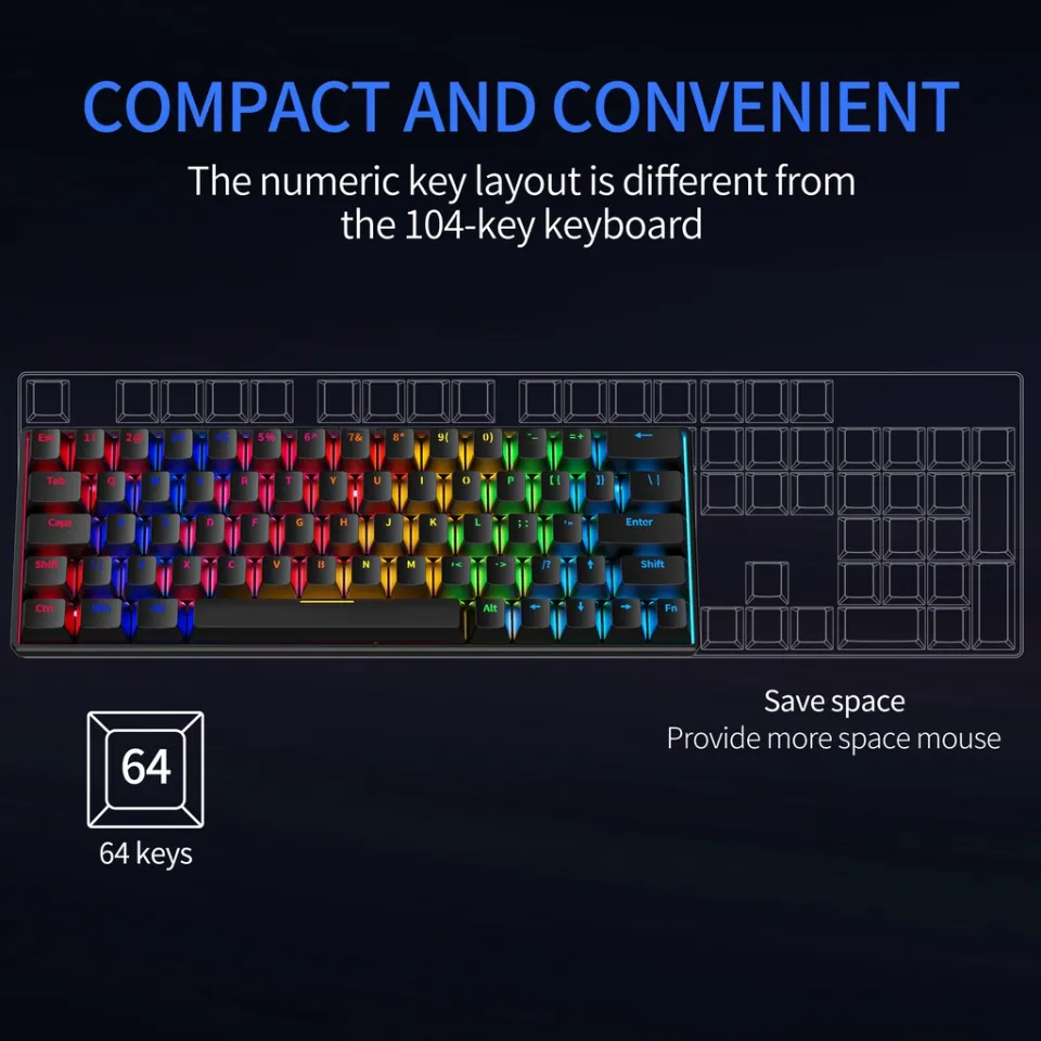 リフ60 Zifriend KA646 60% Keyboard 63 Keys Hot Swappable, Red Switch