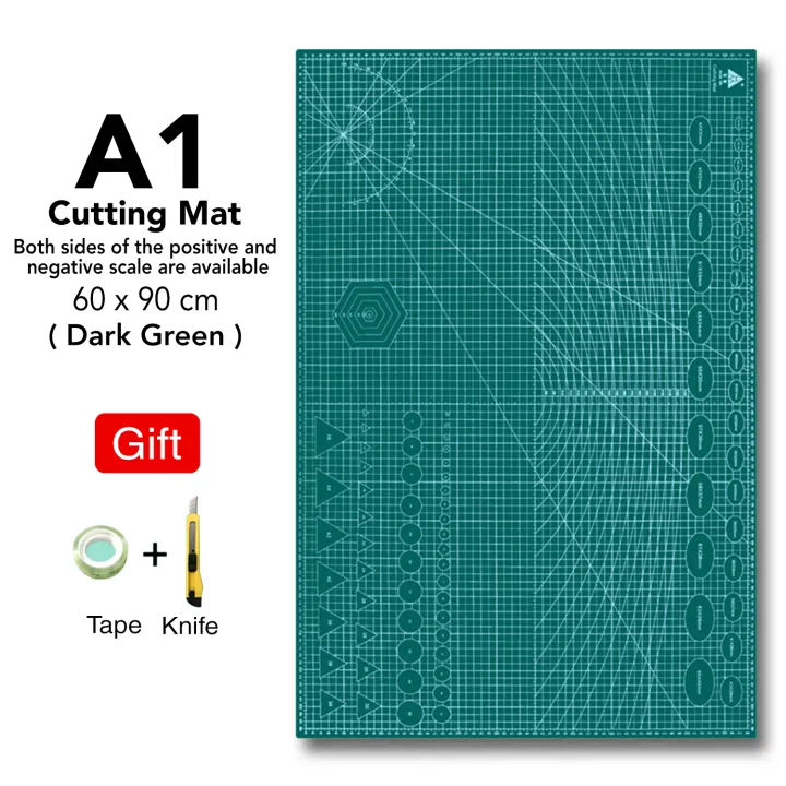 A1 Cutting Mat | Cutting Pad | Craft Cutting Board | Non-Slip Surface For Fabric | Double Sided Line Guides Self Healing Craft Mat | Desk DIY Handmade Stickers Cutting Plate Office Supplies | PVC Patchwork Cut Pad Durable Patchwork Tools