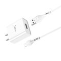 Hoco C81 Asombroso wall charger, single USB output 2.1A, US plug, set with cable for Micro-USB. 