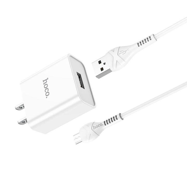 Hoco C81 Asombroso wall charger, single USB output 2.1A, US plug, set with cable for Micro-USB