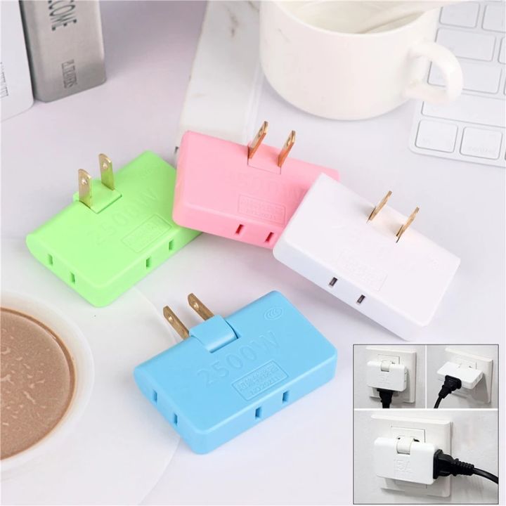 Rotating Wall Socket 3 In 1 Extension Power Adapter 180 Degree Rotatable Plug Rotatable Socket Converter 2500w One In Three 180 Degree Extension Plug