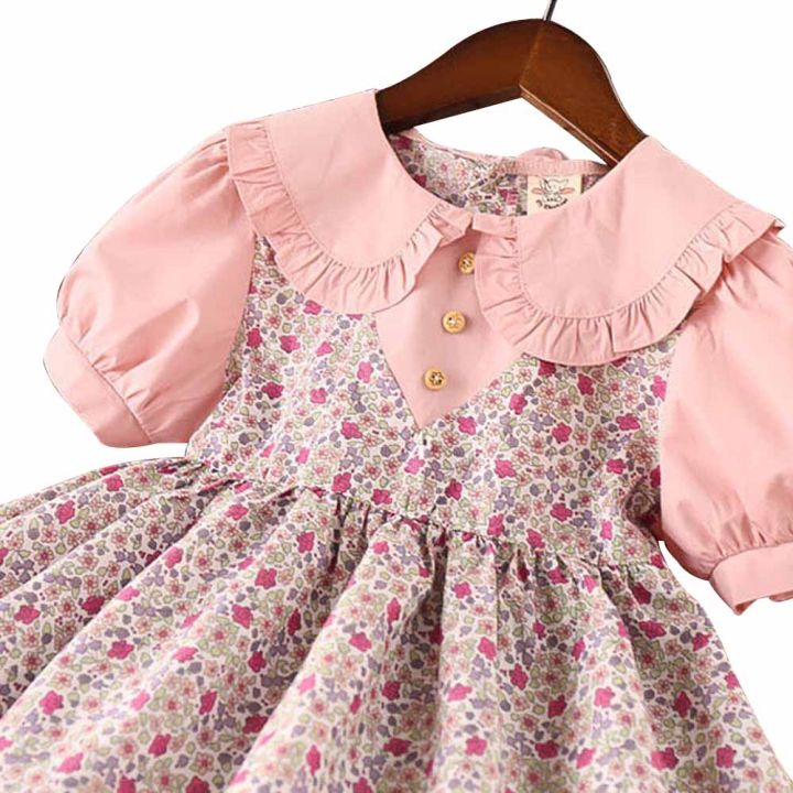 Toddler%20Baby%20Girl%20Causal%20Dress,%20Pink%20Floral%20Peter%20Pan%20Collar%20Party%20Dress%20Smocked%20Dress%20-%20Image%204