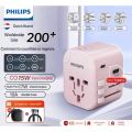 Philips World Travel 224 Countries Universal Adapter; Conversion Plug, Global Universal, British standard European Asian standard plug converter, universal socket; travel adapter + 3 in 1 charger (free gift). 