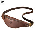 (Preorder) Men's European and American Leather Bags Vintage Men's Waist Bag Cowhide Tab Tote Bag အမျိုးသားသုံးသားရေခါးပတ်အိတ်. 