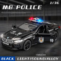 (Preorder) 	M8 BMW Car Model Alloy Police Car Toy Metal Birthday Gift For Children Light Sound Diecast Car Lovers Collection ကလေးကစားစရာအရုပ်ကား. 