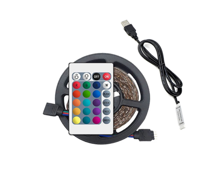 TV LED Light Bar 5V 5m 300 Lights USB RGB (Red Green Blue) Background Lighting Decorative Tape Ribbon Night Light for Christmas Party Bedroom with 24 Button Remote Control