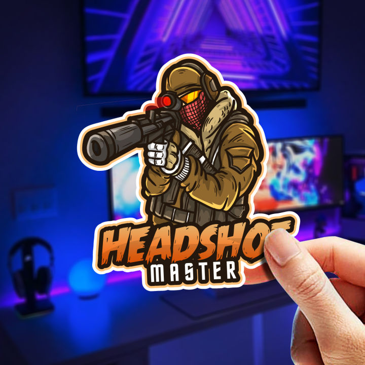 Headshot Master Gaming Esport Sticker - 4 Pcs Set | Laptop Sticker | Car Sticker | Phone Sticker | Waterbottle Sticker | Wall Sticker | Die Cut Sticker | Waterproof Sticker