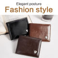 BOSTANTEN short men's wallet, large capacity, durable leather, classic, genuine men's wallet. အမျိုးသားသုံးပိုက်ဆံအိတ် (Preorder). 