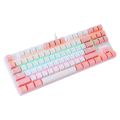 Tech Infinite JK-929 Mechanical Keyboard  87 Keys Wired Mechanical Keyboard Mixed Light Mechanical Keyboard with Mechanical Blue Switch Suspension Button Mechanical Gaming Keyboard, Mixed Light Gaming Keyboard Computer for Desktop Laptop (Blue, Pink). 