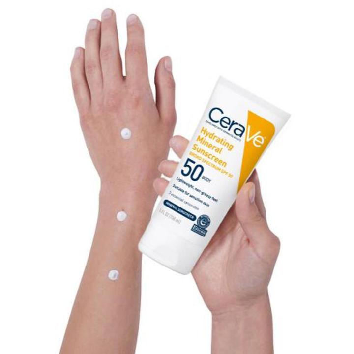 CeraVe Hydrating Mineral Sunscreen SPF 50 Body Lotion 150 ml (5 Oz)