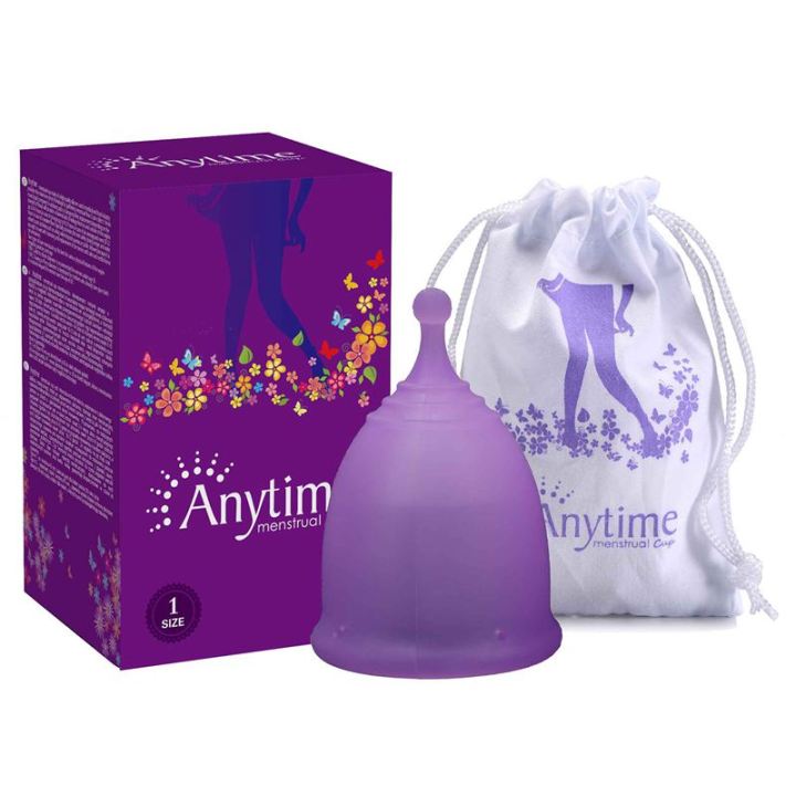 Anytime Women  Silicone Anti Leakage Menstrual Period Cup S purple