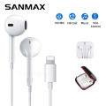 (Preorder) SANMAX Earphone Earphone Lightning Interface 3.5mm TypeC Built-in Microphone Clear Voice Suitable for All Brands For ios Android. 