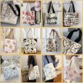 (*BOGO Included*)Women's Tote Bags Canvas Shoulder Bags Girls Shopper Purse Fashion Casual Cartoon /Letter Bags (Get 1 Mini Cute Brooch). 