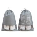 DANQLO: Shoes Bag Travel Box Storage Bag Portable Suitcase Case Transparent Drawstring Shoe Organizer Bag Dustproof Pocket 43.5 x 34 cm Grey. 