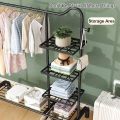 U-Shape Heavy Duty Metal Clothes Rack with Shelves - 150x45x150cm. 