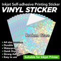 Inkjet Waterproof Vinyl Sticker | Broken Glass Laser Pattern | White Matte | Comparable to Vinyl Inkjet | A4 Size Full Sheet Label | Inkjet Printers. 