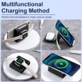 Tech Infinite 3 in 1 Foldable Wireless Charger Pad for iPhone Watch Earphone 15W Fast Charging for Airpods Magnetic Attached Safe Charging Wireless Charger Stand Foldable Magnetic Charger Dock Wireless Fast Charging Station for iPhone Watches Airpods. 