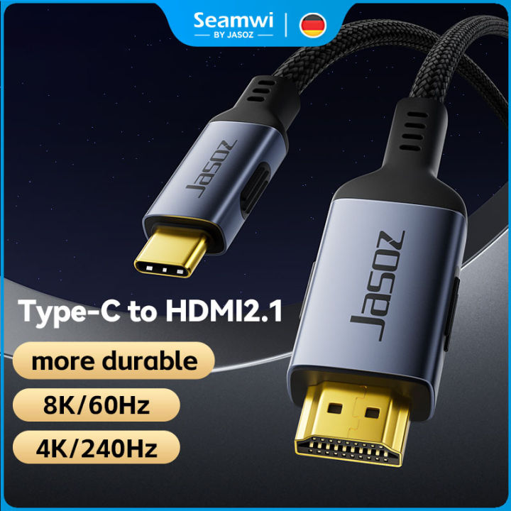 Jasoz Type C to HDMI Cable Adapter Support 4K 60Hz No delay for Android SAM S23 Laptop M1 Tablet pro HDMI Cable For Phone Computer Projector Monitor
