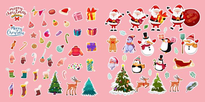 Merry%20Christmas%20Cute%20Water%20Proof%20Sticker%20-%2050%20Pcs%20in%20Pack%20-%20Image%205