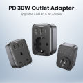 (Preorder) Ugreen 4 in 1 GaN Socket Adapter PD 30W 2 USB A & 1Type c Port & 1 DC Extend Port For Phone PC TV Fan Projector. 