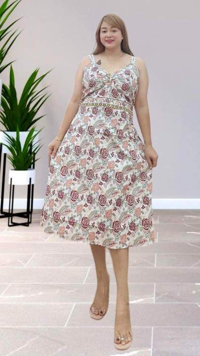 ( Sweet Girl ) မုံနသာ ဇာကြိုးတစ်ချောင်း ဂါဝန် Lady Suspender midi Dress  Plus size