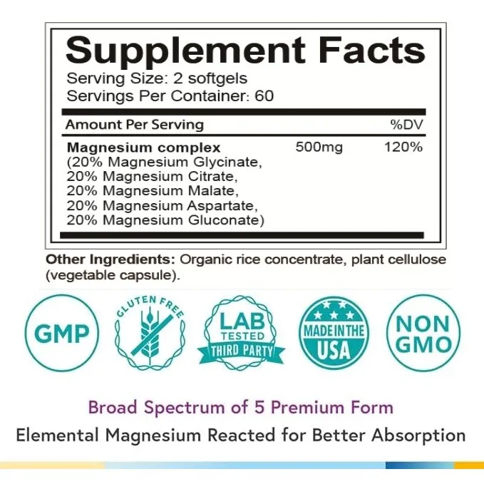 (Preorder)KIRKLAND%20Magnesium%20Complex%20Capsule%20Magnesium%20supplement%20500mg%20for%20sleep%20and%20relaxation,%20stabilizes%20mood%20-%20Image%207