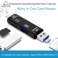 Multi-function 5 In 1 USB 2.0 Type C Memory Card Reader OTG Reader Adapter. 