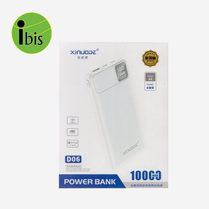 iBis_ Xinuode D06 66W PD VOOC Super Fast Charge 10000 mAh Power Bank (အားသွင်းမြန်ပါဝါဘန့်)