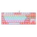 Tech Infinite JK-929 Mechanical Keyboard  87 Keys Wired Mechanical Keyboard Mixed Light Mechanical Keyboard with Mechanical Blue Switch Suspension Button Mechanical Gaming Keyboard, Mixed Light Gaming Keyboard Computer for Desktop Laptop (Blue, Pink). 