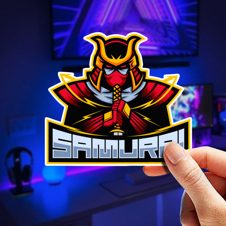 Samurai Gaming Esport Sticker - 4 Pcs Set | Laptop Sticker | Car ...