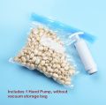 Unique Hand Pump for Food Vacuum Reusable Compression Storage Bag. 